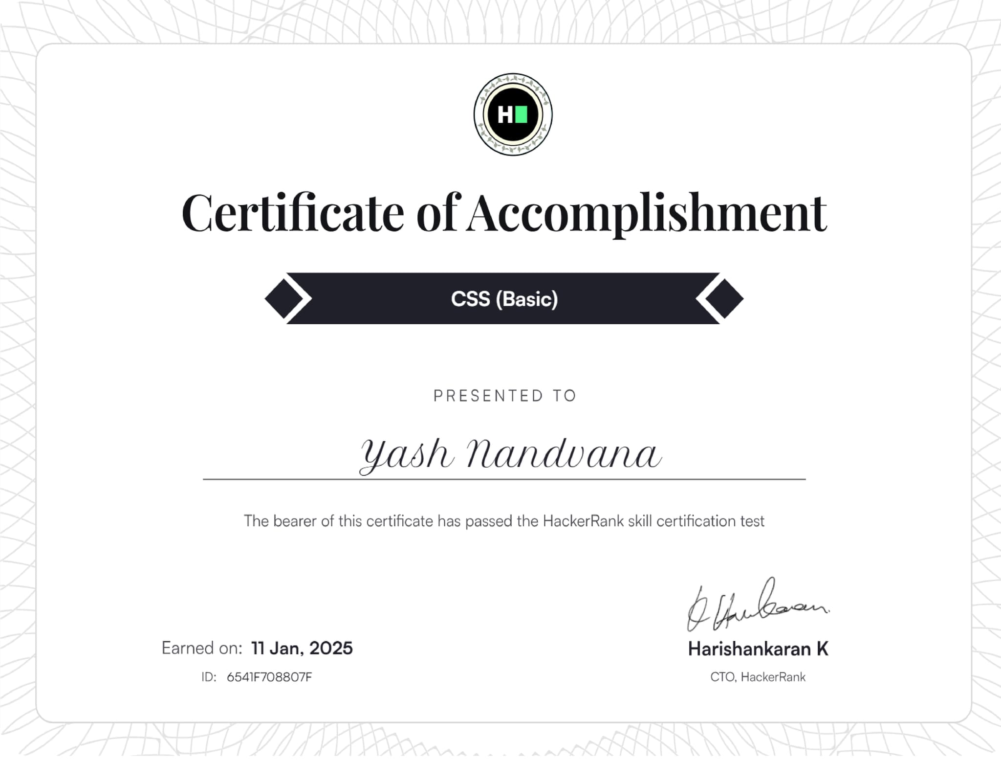 CSS (Basic) certificate